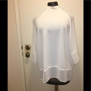 ASOS Asian inspired white sheer button neck tunic
